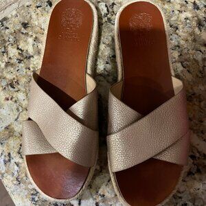 Vince Camuto, Carran, Espadrilles Sandals Slide, Size 11, Metal Sand color